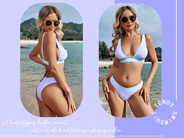 Sexy Deep V Neck Two Piece Bathing Suits For Women