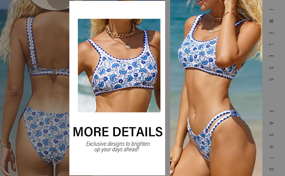 Womens Swimsuits Micro Sexy Thong Bikini Sets Ditsy Floral Two Piece Sets Bathing Suit