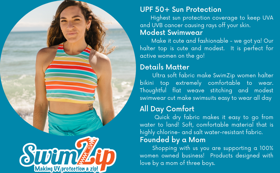 women upf 50+ chest coverage bathing suit swimsuit swim woman sun protection bikin set swimzip