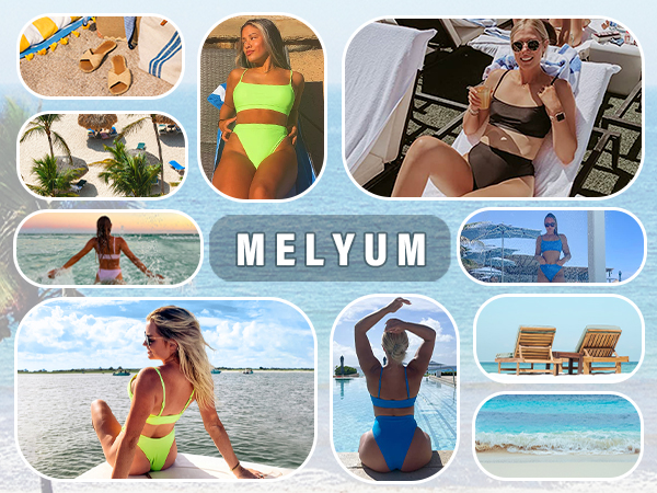 MELYUM 2 piece classic trendy cute fashion bathing suits vacation travel pool party swimming holiday