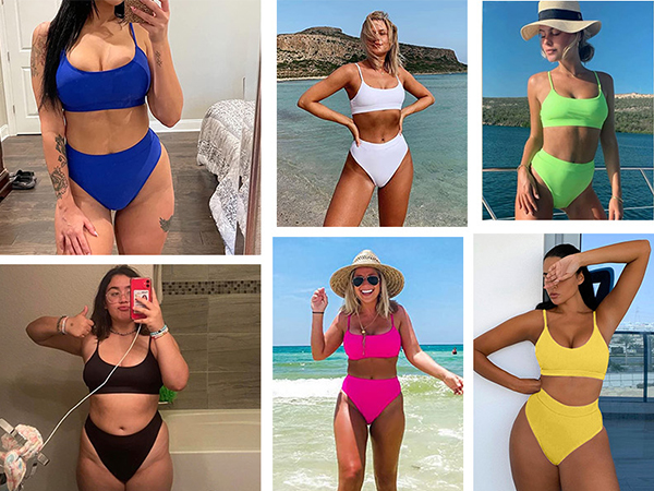 cheeky high waisted bikini bottom padded crop top 2pc bikinis woman 2024 trendy summer outfits