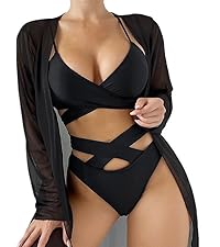 Hollow Out Bikini Sets with Cover Up