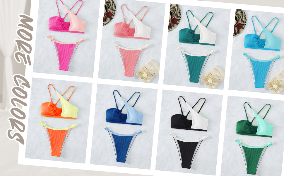 Women''s 2 Piece Colorblock Bikini Swimsuit Set