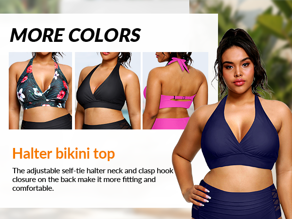 Plus Size Bikini Top Only Full Coverage Swimsuit Top