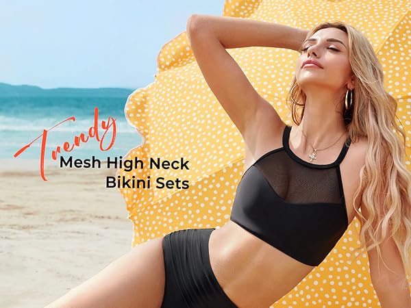 Mesh Tummy Control Bikini Sets