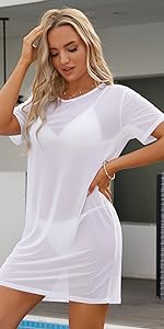 Womens Swimsuit Coverups Bikini Mesh Cover Up Sheer Bathing Suit