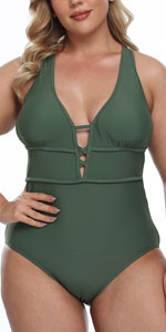 Armygreen plus size one piece swimsuit