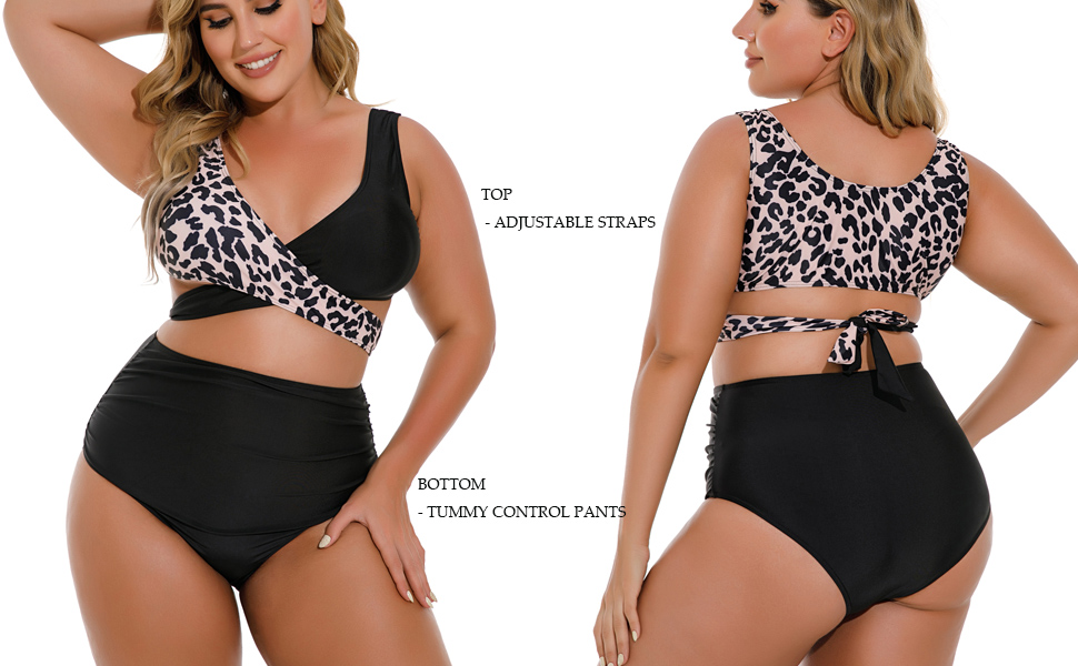 Plus size 2 pieces swimsuit bikini set