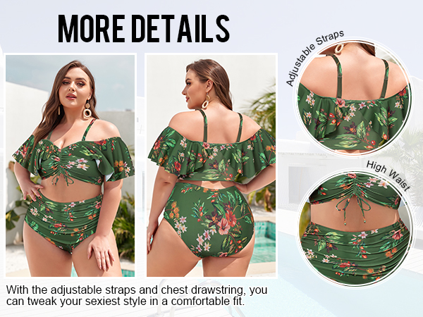 high waisted bikini sets for women plus size swim suit two piece