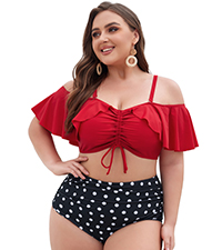 Plus Size Bikinis Curvy Women 2 Piece  Bathing Suit High Waisted Swimsuit Two Pieces