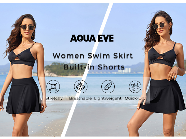 swim skirt for women bathing suit skirt tankini skirt swimsuit skirt  black ladies junior teen 