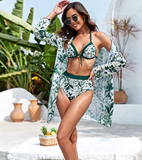 Women 3 Piece Swimsuit with Coverup Set