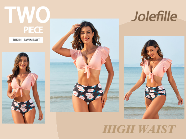 High Waisted Bikini Sets for Women Tie Knot Tankini