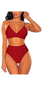 High Waist Triangle Bikini Set