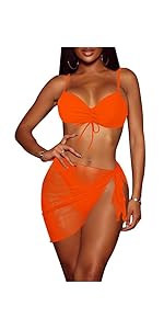 Drawstring 3 Piece Swimsuit Cover Up