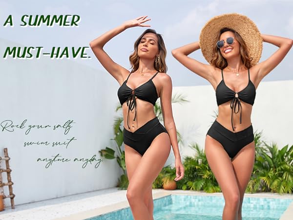 black bikinis swimming suits for ladies