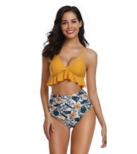 Ruffle V Neck Bikini