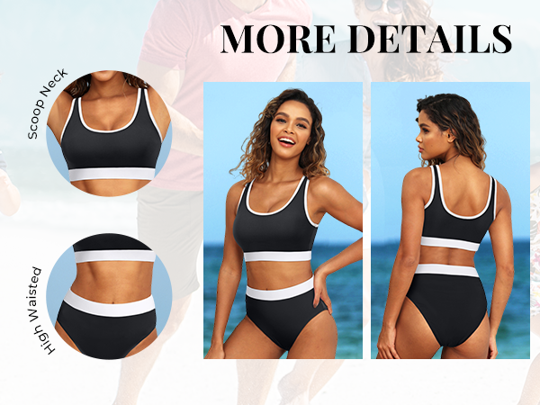 Two Piece High Waisted Bikini Sport Swimsuit