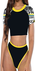 Black Short Sleeve Swimsuit