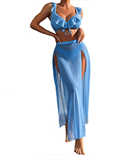 Bikini Sets Swimsuit with Cover Up Skirt