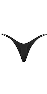 V Cut Black Bikini Bottoms Women Cheeky, Black String Bathing Suit Thong Swimsuit Bottoms 2024