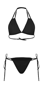 Black String Bikini Sets for Women, Triangle Bikini Brazilian Sexy Thong Bikinis Sets for Women 2024