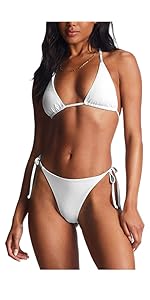 White Triangle Bikini Set for Women, String Sexy Bikinis Thong Brazilian Bikinis for Women 2024