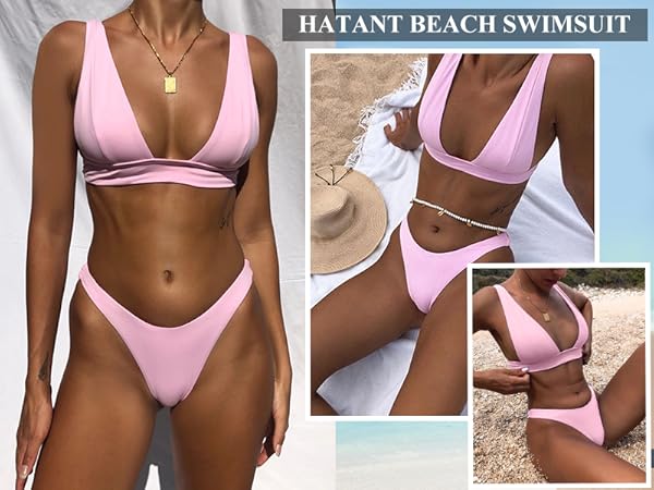 HATANT TWO-PIECE SWIMSUIT WITH A DEEP CUT OF THE THIGH