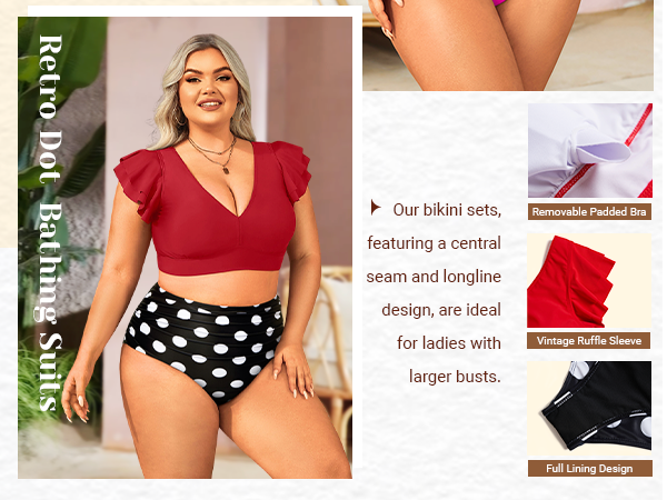 Daci Plus Size High Waisted Tummy Control Women Bathing Suits