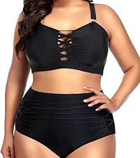 Plus Size Lace Up Bathing Suit