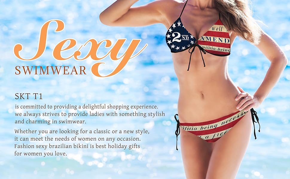 Women''s American 2nd Amendment Flag Bikini