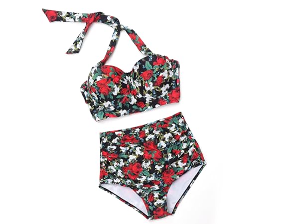 Vintage Rose Print Swimsuit