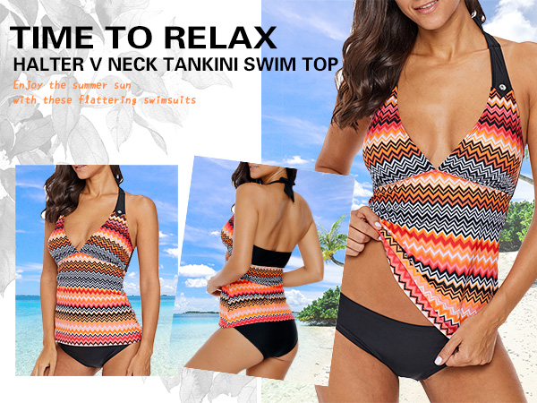 halter v neck swim top