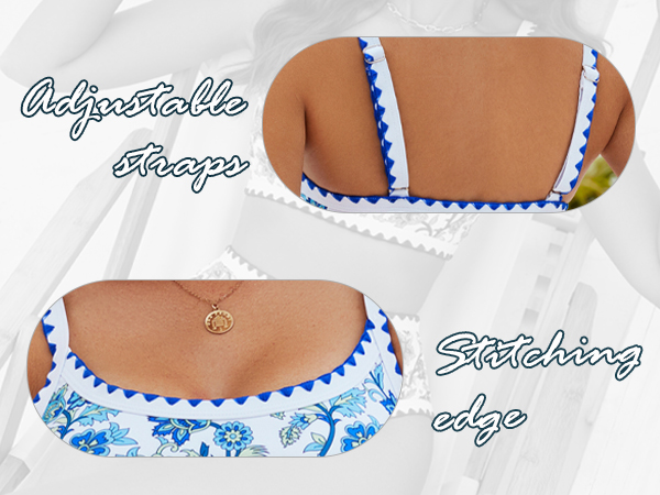 adjustable removable pads 2 piece bathing suits wide straps swim suit crop tops backless open back