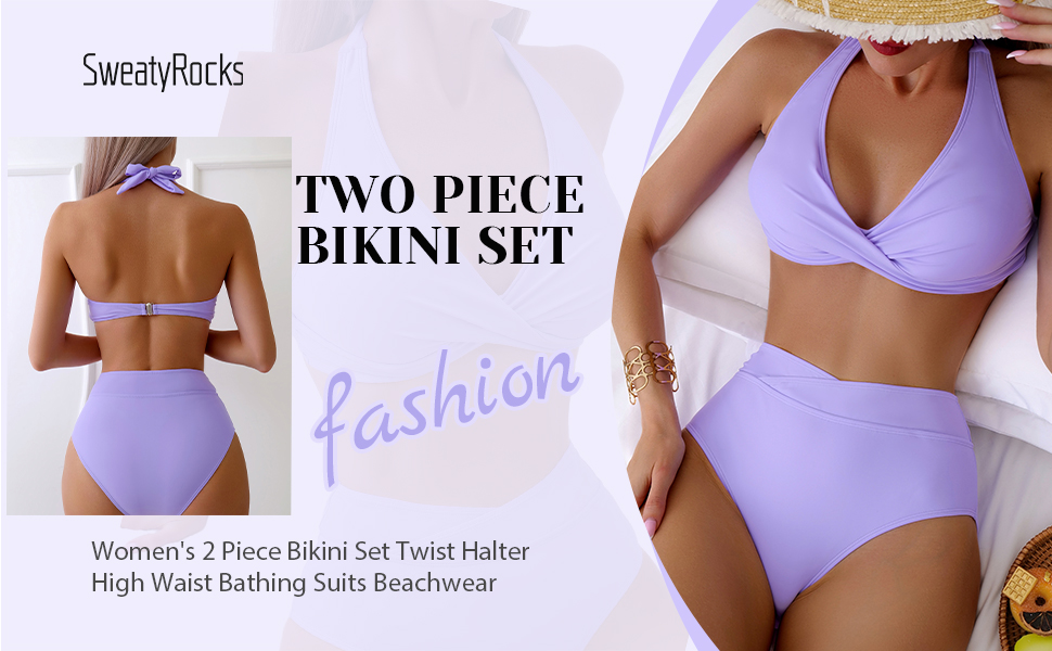 Twist Halter High Waist Bathing Suits Beachwear