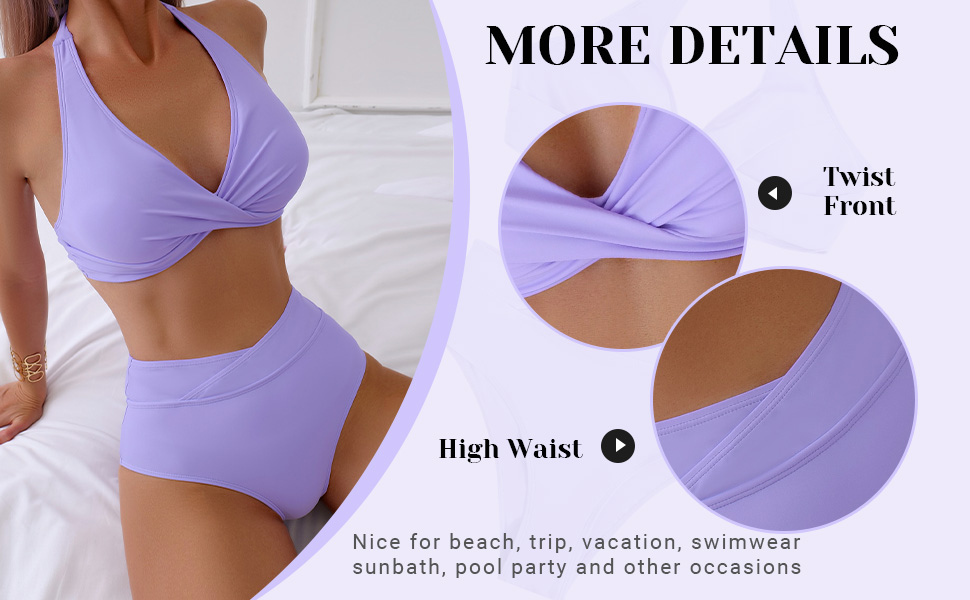 Twist Halter High Waist Bathing Suits Beachwear