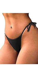 Black Bikini Bottoms Women Cheeky, Black Bottoms G String Thong Brazilian Bikini Bottom