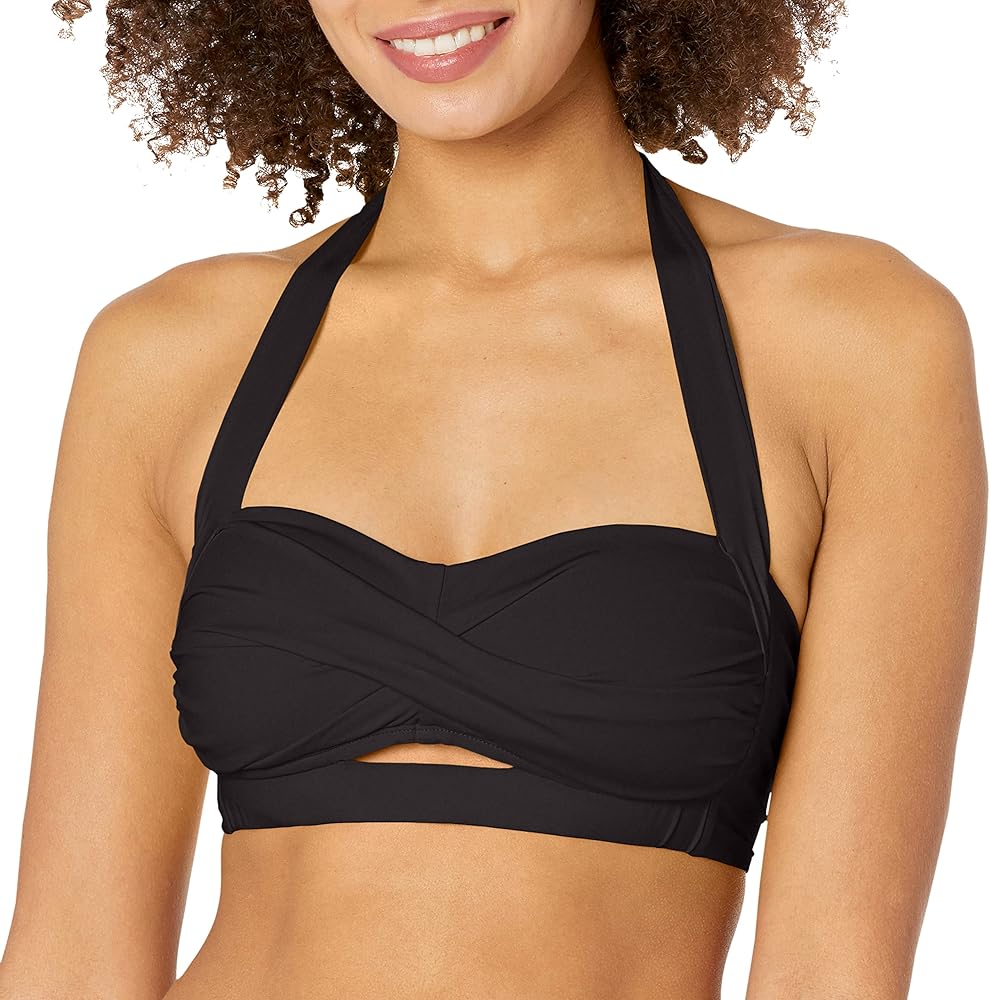 Kenneth Cole Women's Banded Halter Twist Front Bikni Swimsuit Top