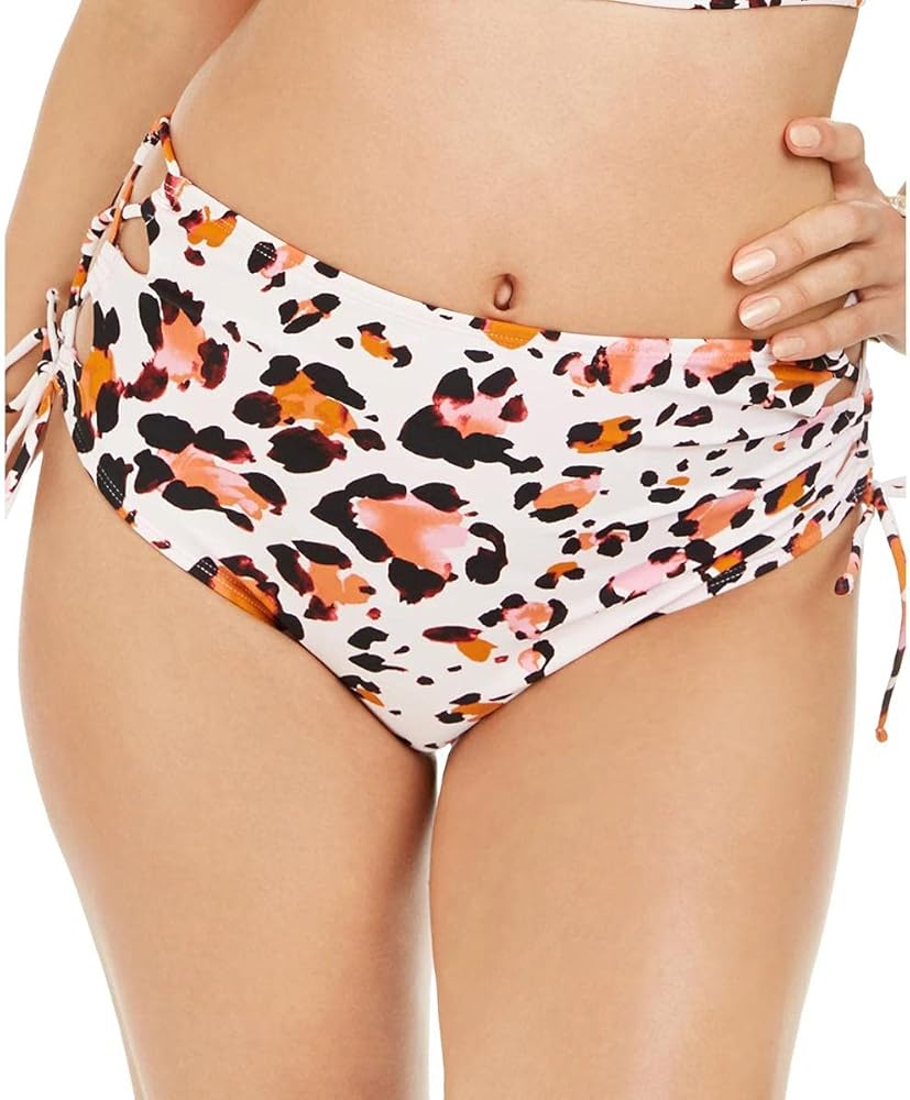 Juniors' Wild Printed High-Waist Bikini Bottom, Leopard Multi, X-Large