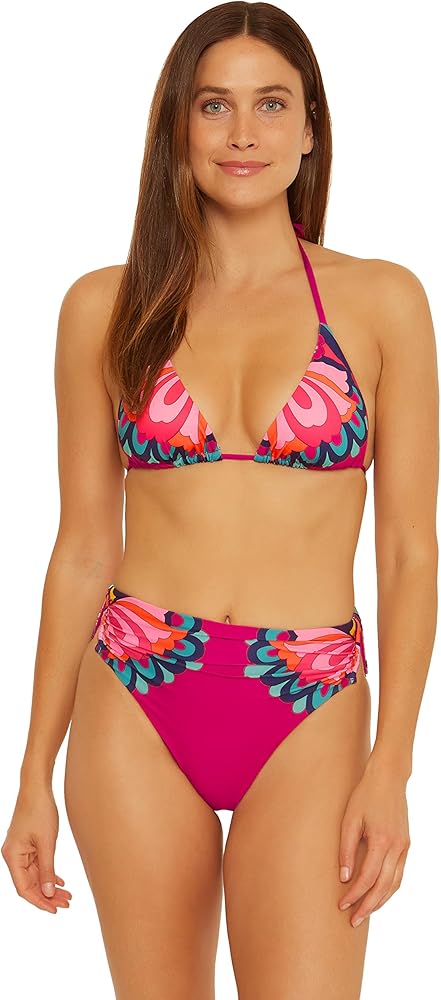 Trina Turk Women's Standard Medallion Triangle Bikini Top-Adjustable, Tie Back, Swimwear Separates