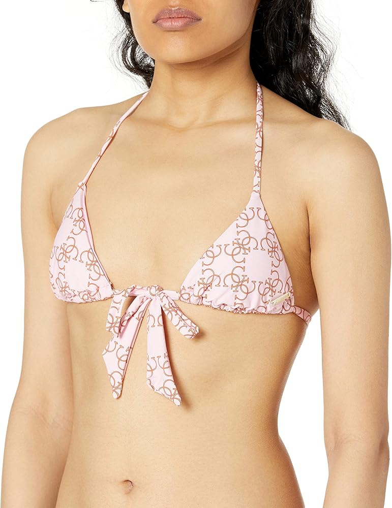 GUESS Women's Standard String Tie Padded Printed Triangle Bikini Top