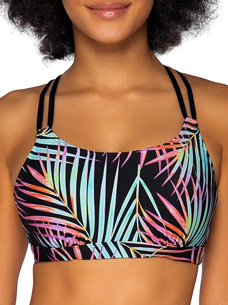 Sunsets Taylor Bralette Swim Top, Moonlit Palms, 34E/32F/30G