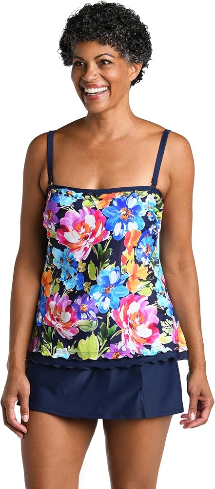 Maxine Of Hollywood Women's Ruffle Bandeau Tankini Swimsuit Top