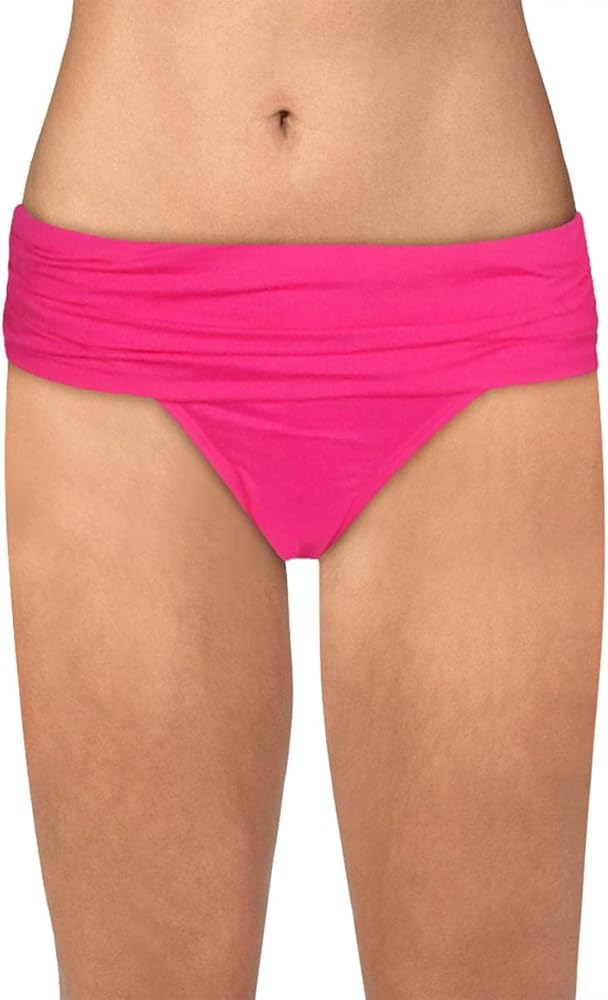 LAUREN RALPH LAUREN Womens Fold-Over Wide-Band Bikini Swim Bottom Pink 12