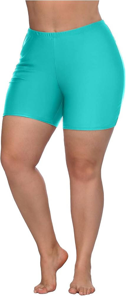 ALove Women Plus Size Swim Shorts High Waist Board Shorts Stretchy Swimsuit Bottoms