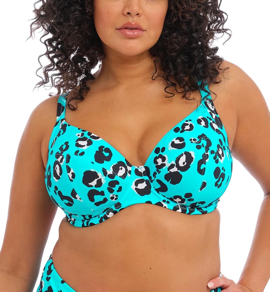 Elomi Kotiya Plunge Underwire Bikini Top (ES800902),40FF,Lagoon Schwarz