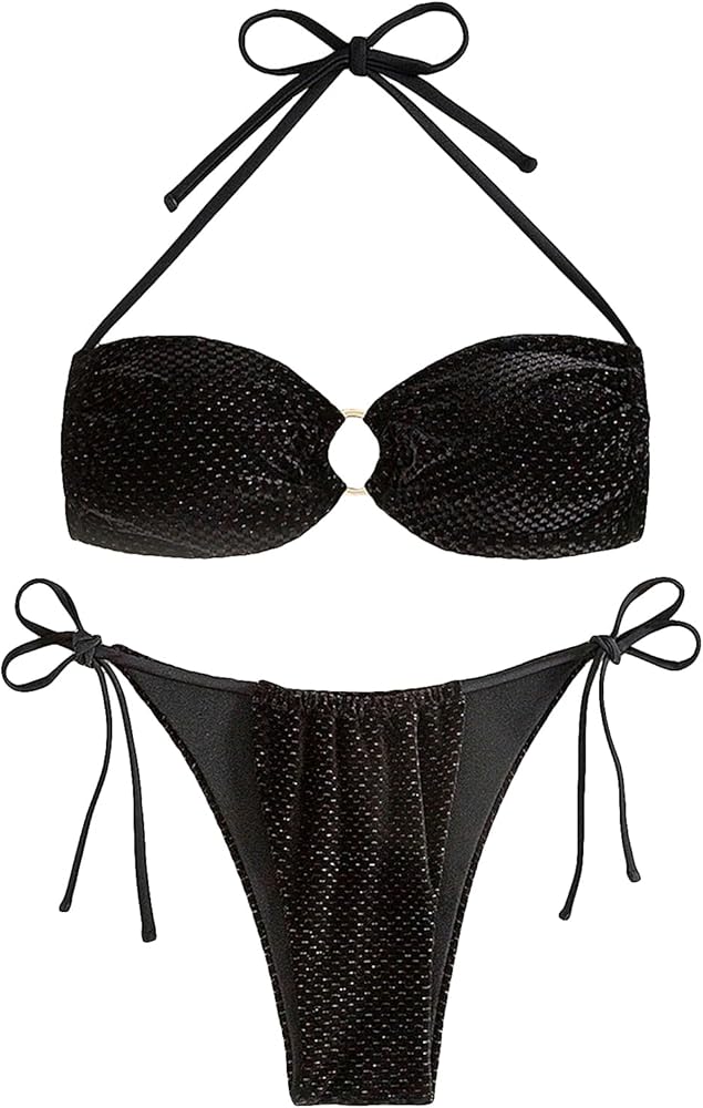 SOLY HUX Women's Bathing Suits Halter Tie Side Bikini Sets Two Piece Swimsuit