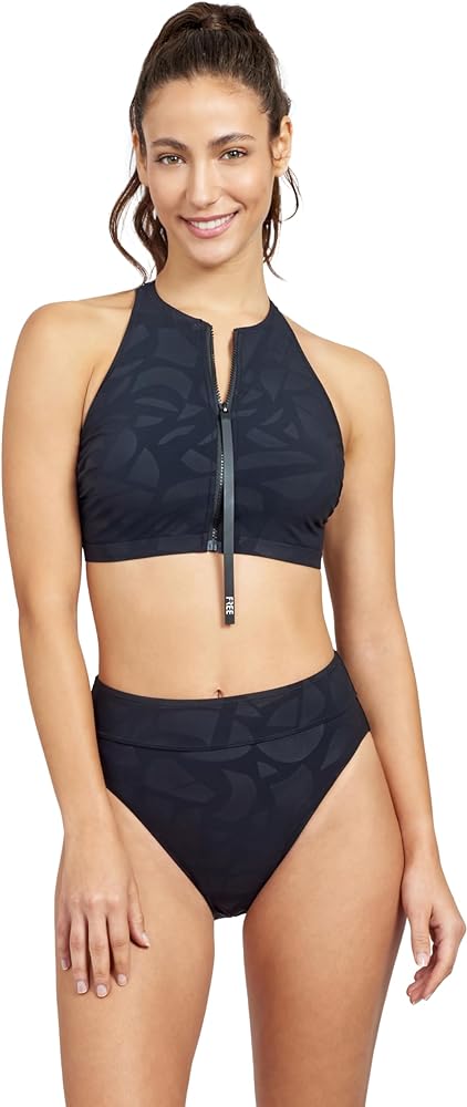 Gottex Women's Free Sport Geo Club High Neck Bikini Swim Top with Zip