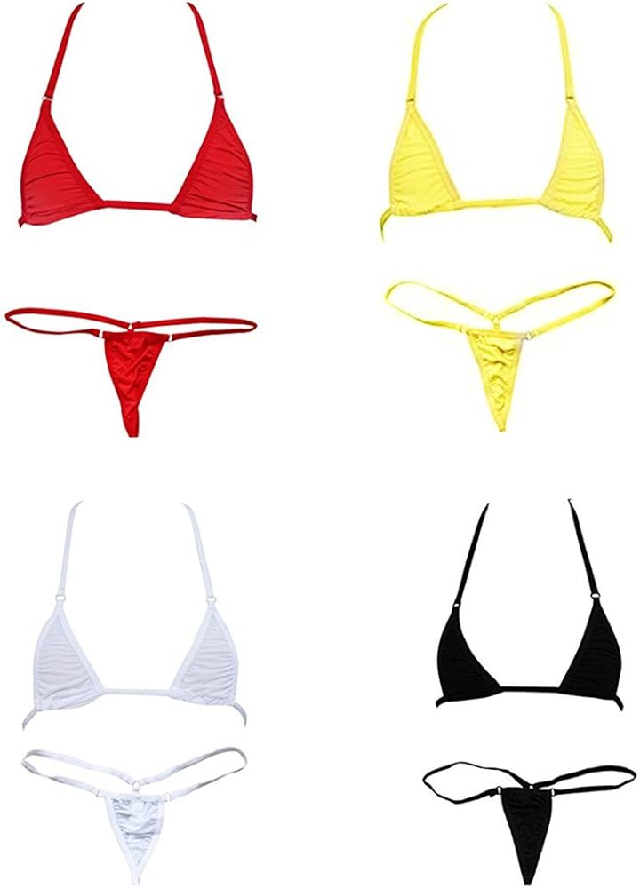 Sexy Woman -Bikini Small Top and Sexy G-String Set-Tie Side Thong Bikini Small Top Mini Micro Bottom