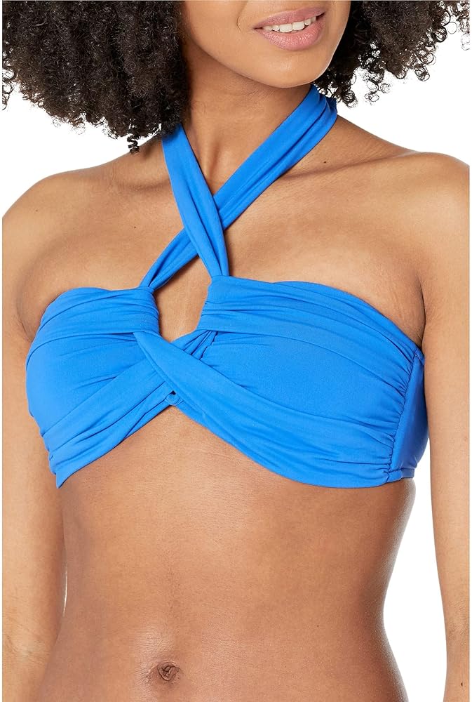 Seafolly Women's Standard Bandeau Halter Bikini Top Swimsuit, Eco Collective Azure, 6